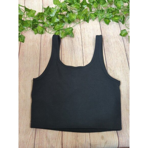 ARITZIA TNA Women's Black V-Neck Tank Cropped Waffle Knit Cotton Size XS - Picture 7 of 7